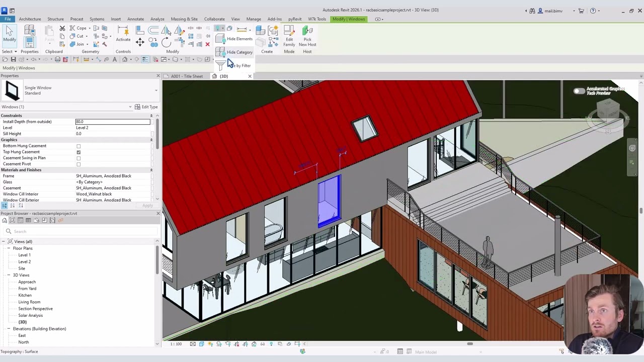 Revit 2026 for beginers part 8:  How to hide and reveal elements / categories | revituni.com
