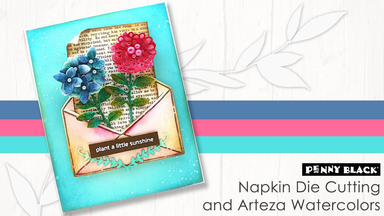 Napkin Die Cutting and Arteza Watercolor Half Pans | Penny Black | Secret Garden