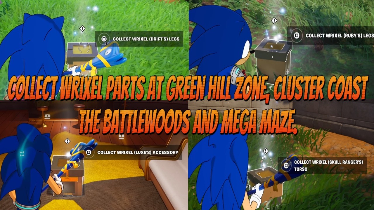 Collect ALL Wrixel Parts at Cluster Coast, The Battlewoods, Mega Maze & Green Hill Zone!