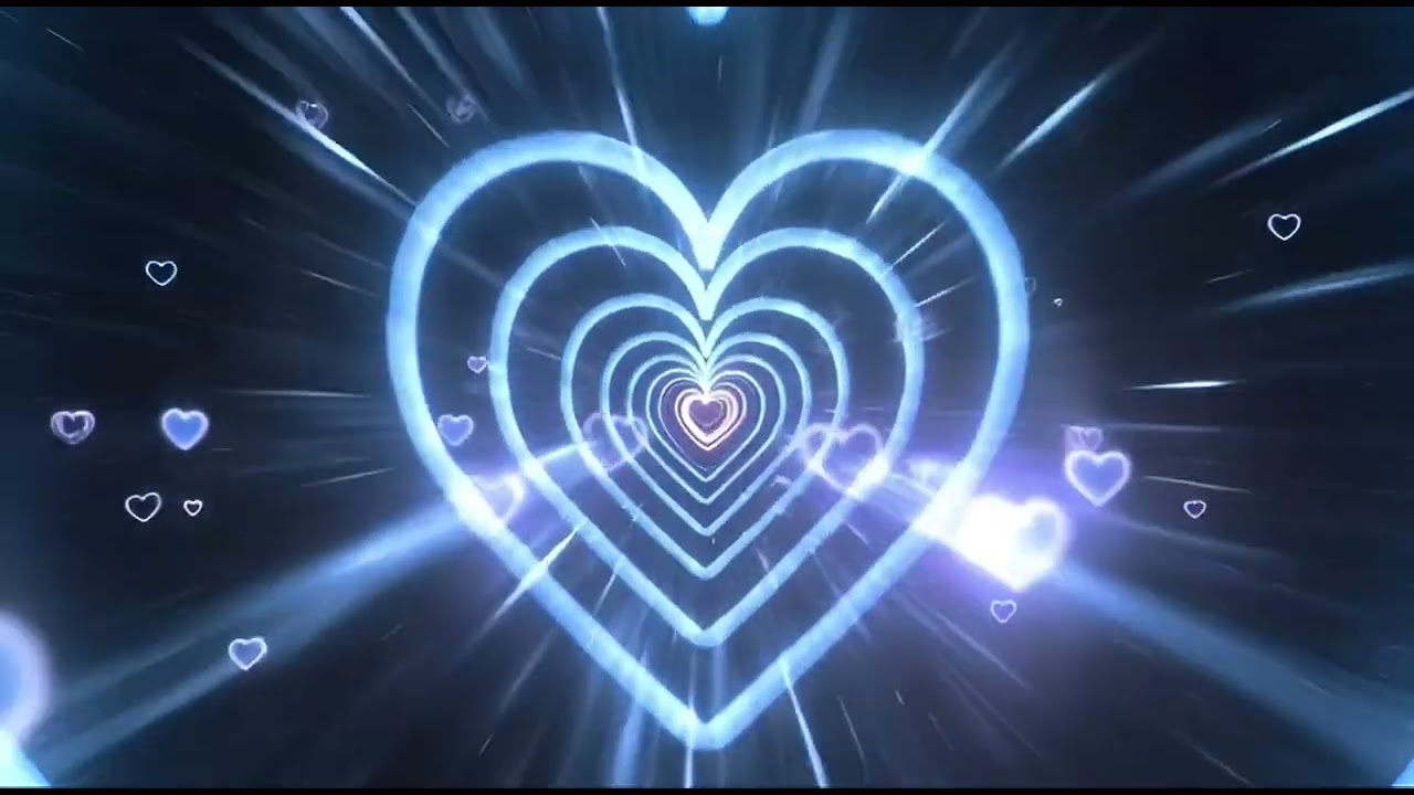 Neon Heart Tunnel Blue Heart Background Screensaver 💙 Love Heart Tunnel Love in Motion