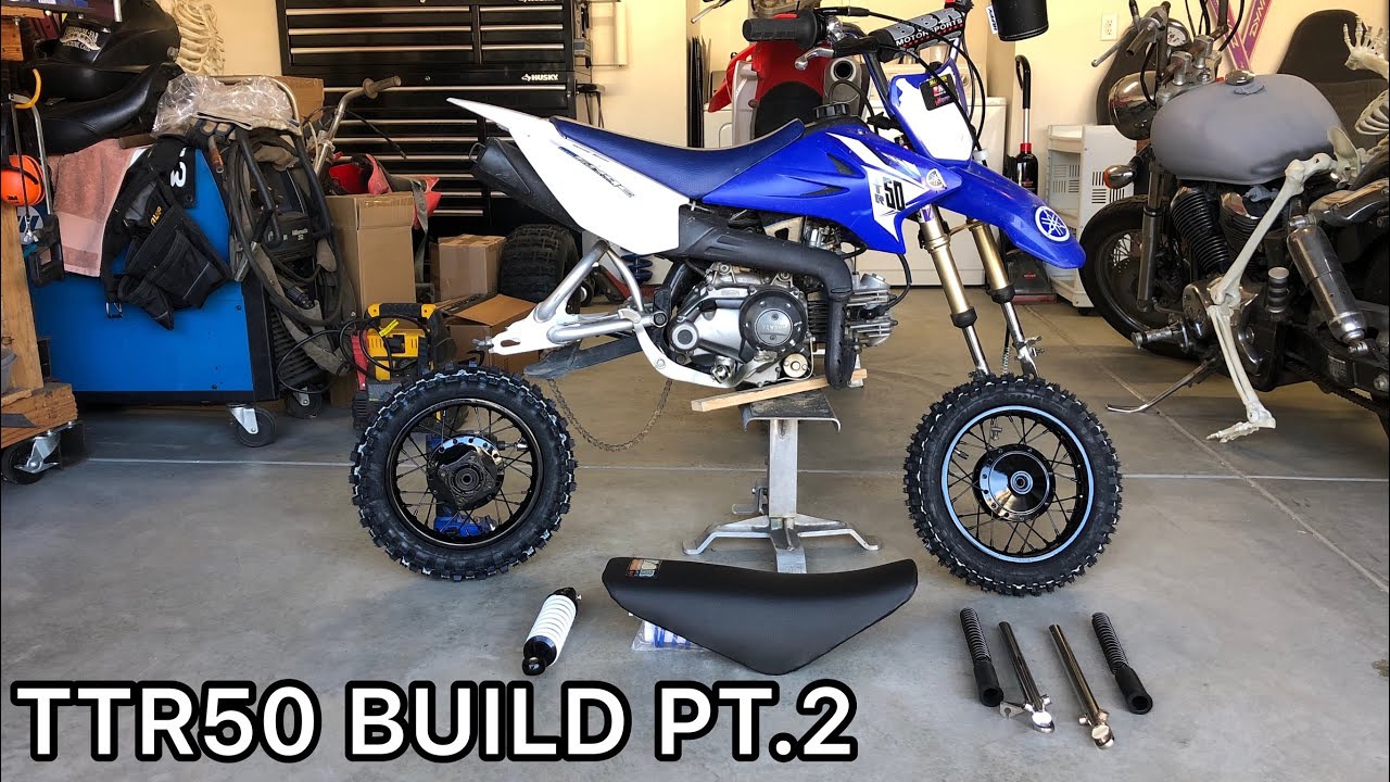 HOW TO INSTALL TTR/ HONDA 50 SUSPENSION // TTR 50 FREE PITBIKE BUILD PT.2
