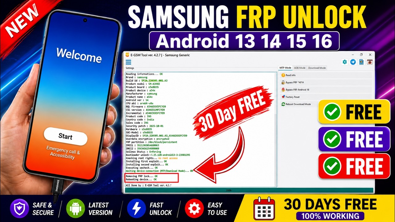 🔓 Samsung FRP Bypass 2026 | 🔥Free Tool | All Android Versions 13/14/15/16 | Google Lock Remove✅