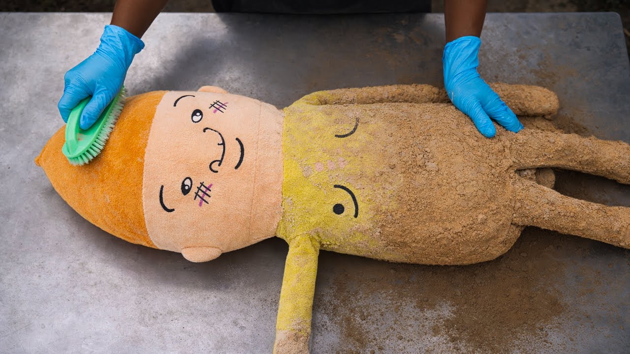 Teddy Bear Mud Cleaning Transformation Dirty To Clean Perfect. Satisfying Video