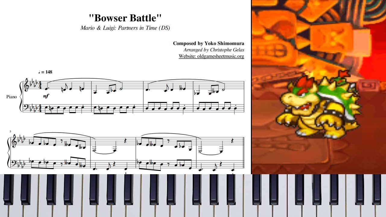 Mario & Luigi: Partners in Time - Bowser Battle | Piano 🎹 (Sheet Music)