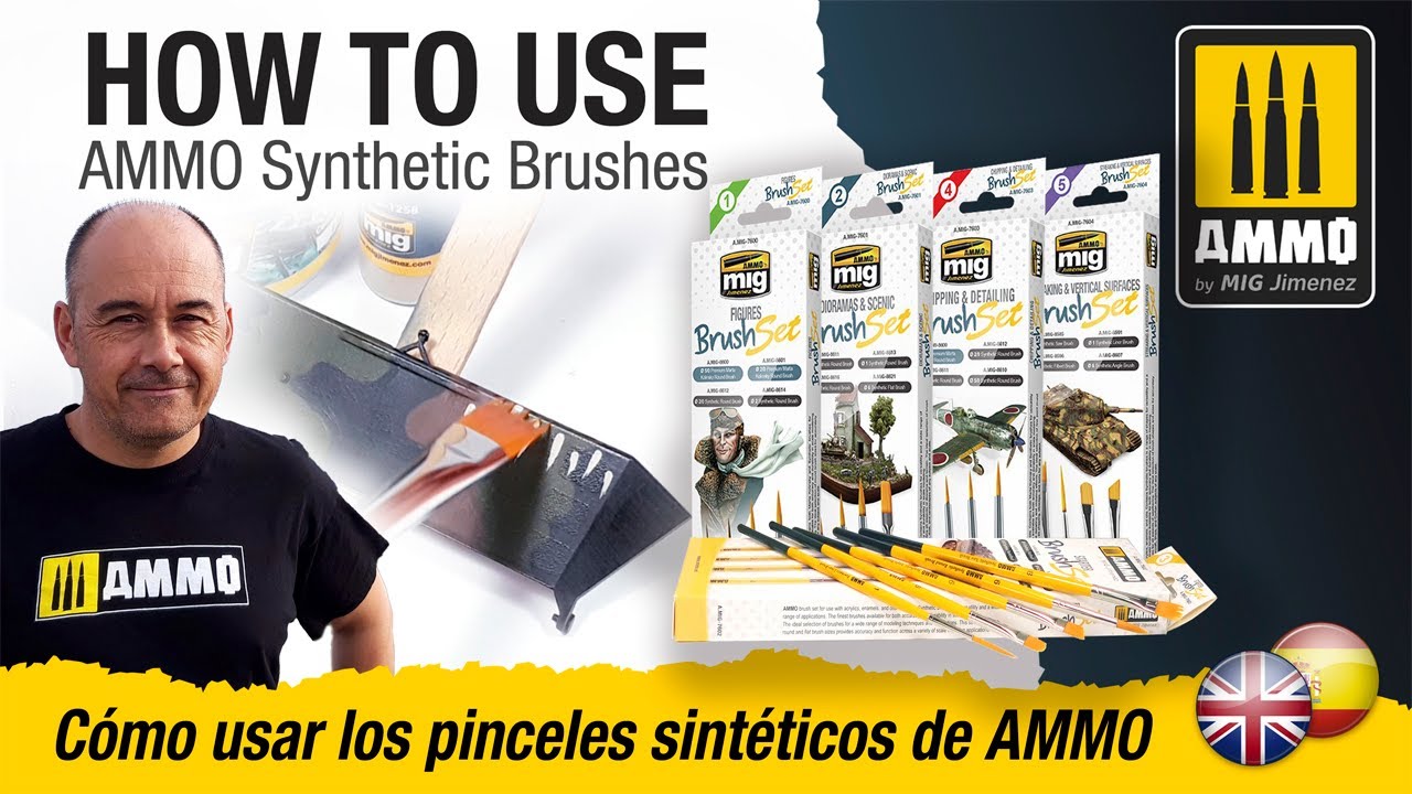 How to use AMMO Synthetic Brushes / c&oacute;mo usar los pinceles sint&eacute;ticos de AMMO.