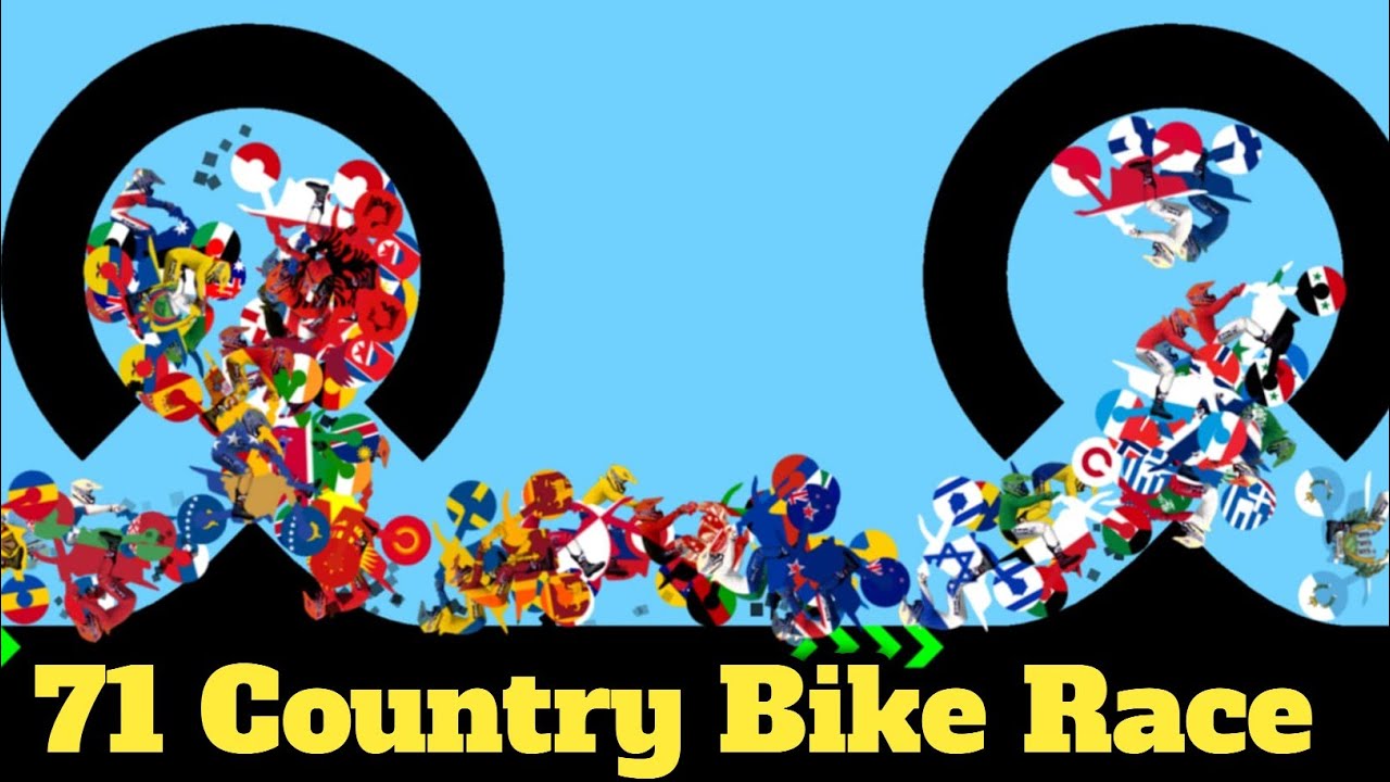 71 Country Motorbike & 70 Elimination Dirt Bike Race Tournament in Algodoo - Motocross Bike Racing