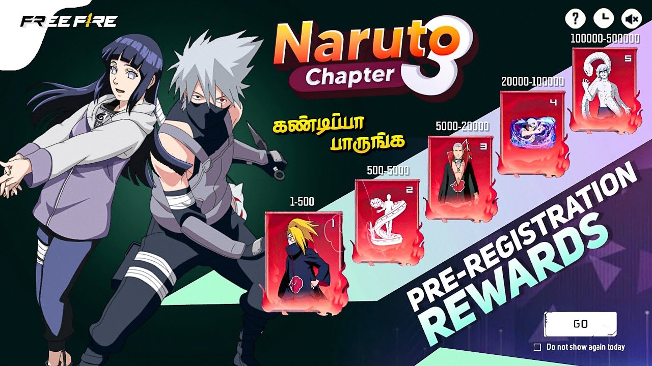 🔥 CLAIM NARUTO CHAPTER -3 PRE REGISTER REWARDS 🥳😍 CHAPTER 1 RETURN வருமா? வராதா? 😮 FF NARUTO EVENT 