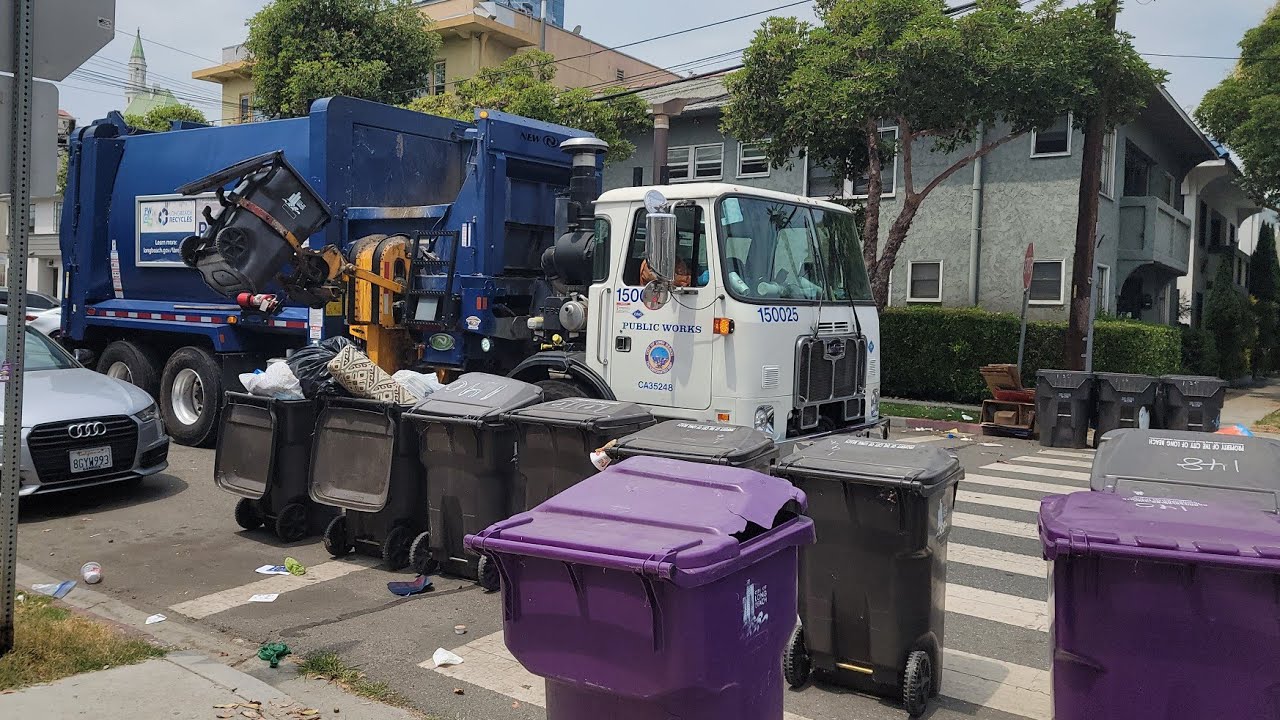 Garbage Trucks of Long Beach: 4 Autocar ACX New Way Sidewinder Garbage Trucks on Trash!!!