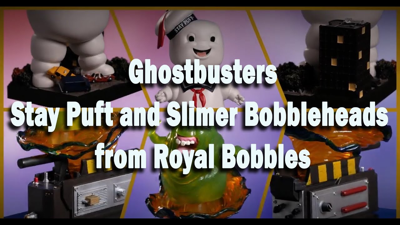 Ghostbusters Slimer and Stay Puft Bobbleheads from Royal Bobbles