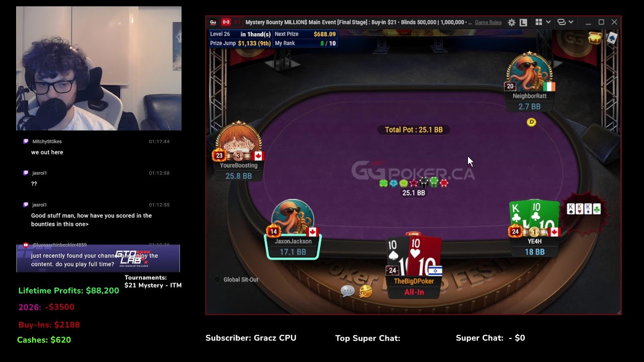 Sunday Poker!! $21 Mystery Day 2! MONSTER STACK