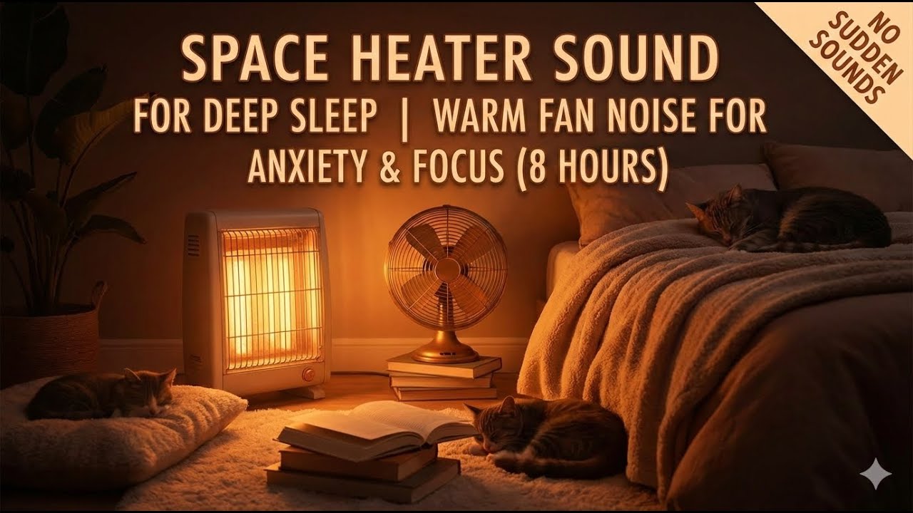 Space Heater Sound for Deep Sleep | Warm Fan Noise for Anxiety & Focus (8 Hours)