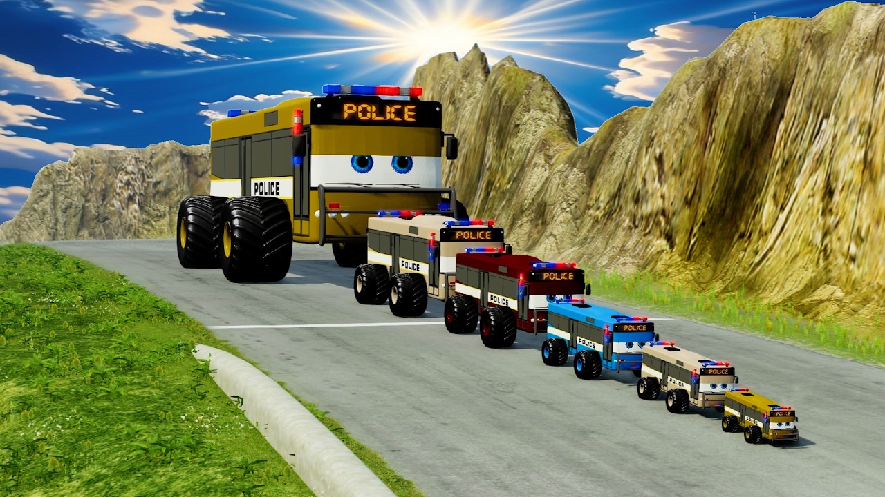 Big & Small Colors Trains Lightning Mcqueen vs Train | BeamNG.Drive