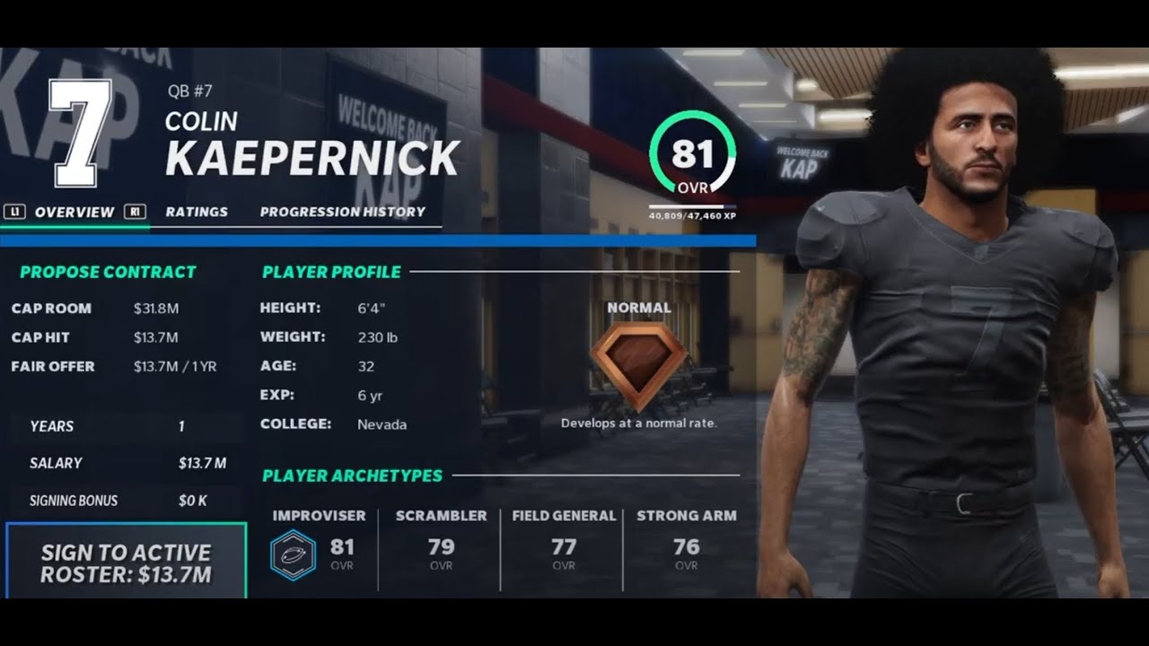 Madden 21 Player Ratings: Colin Kaepernick