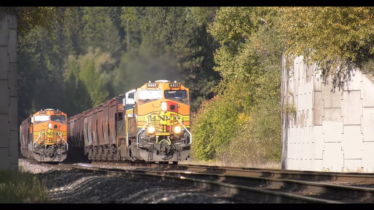 *4K*  Grain Train Meets a Grain Train @ East Ripley