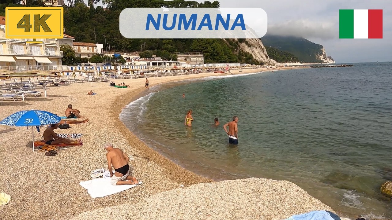Numana Full summer walking tour, what to see in Numana, Marche region, conero park, Italy 4K