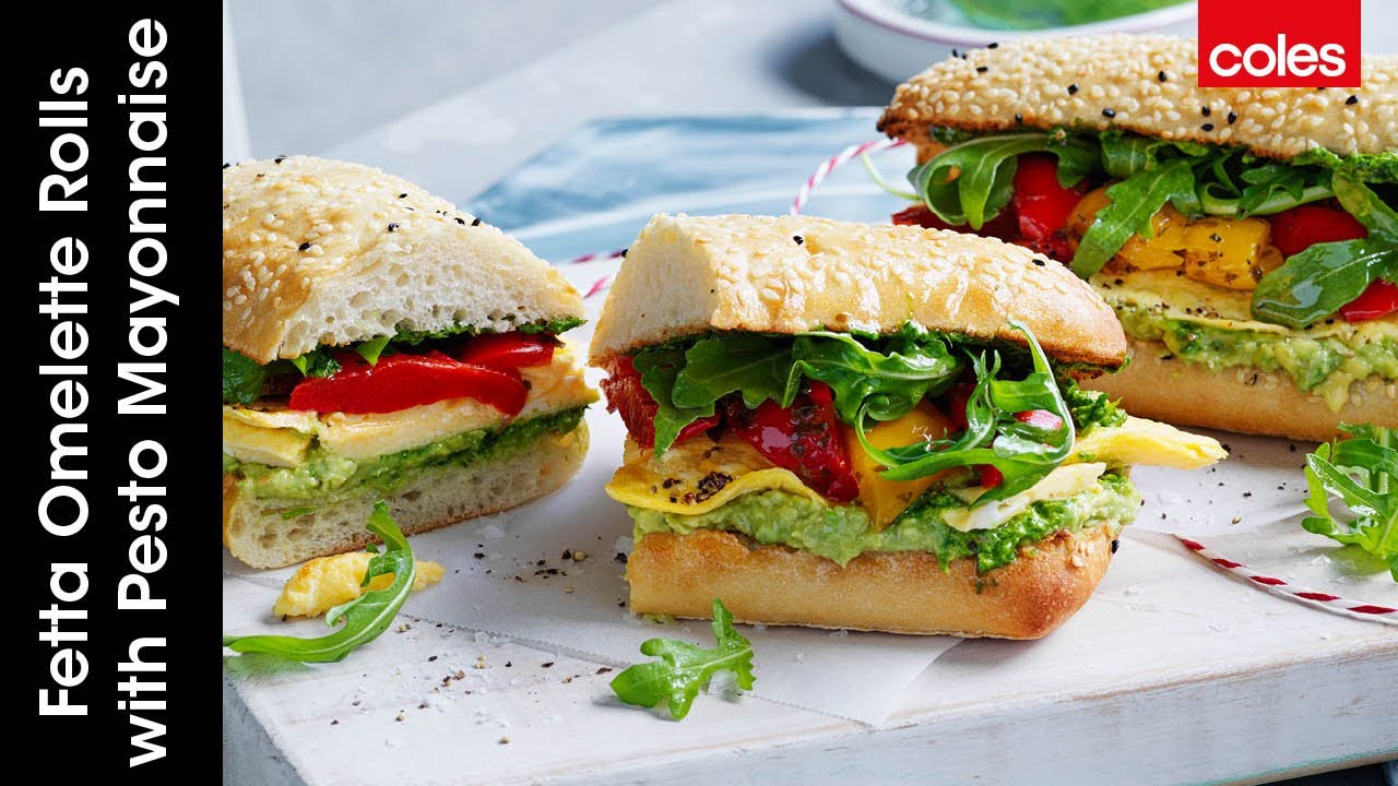 Fetta Omelette Rolls with Pesto Mayonnaise