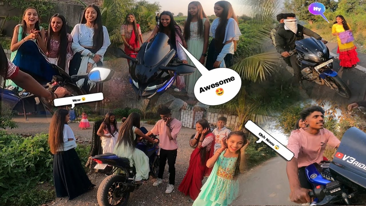 💞💝 cute girl reaction 🤩🤩 on my sport bike R15 V3 🔥💞