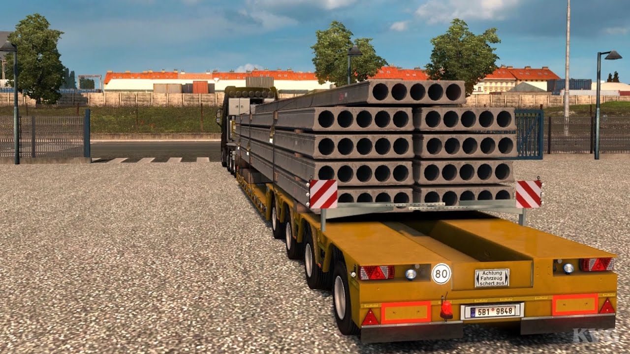 Euro Truck Simulator 2 - Concrete Beams - Heavy Cargo Gameplay (PC HD) [1080p60FPS]