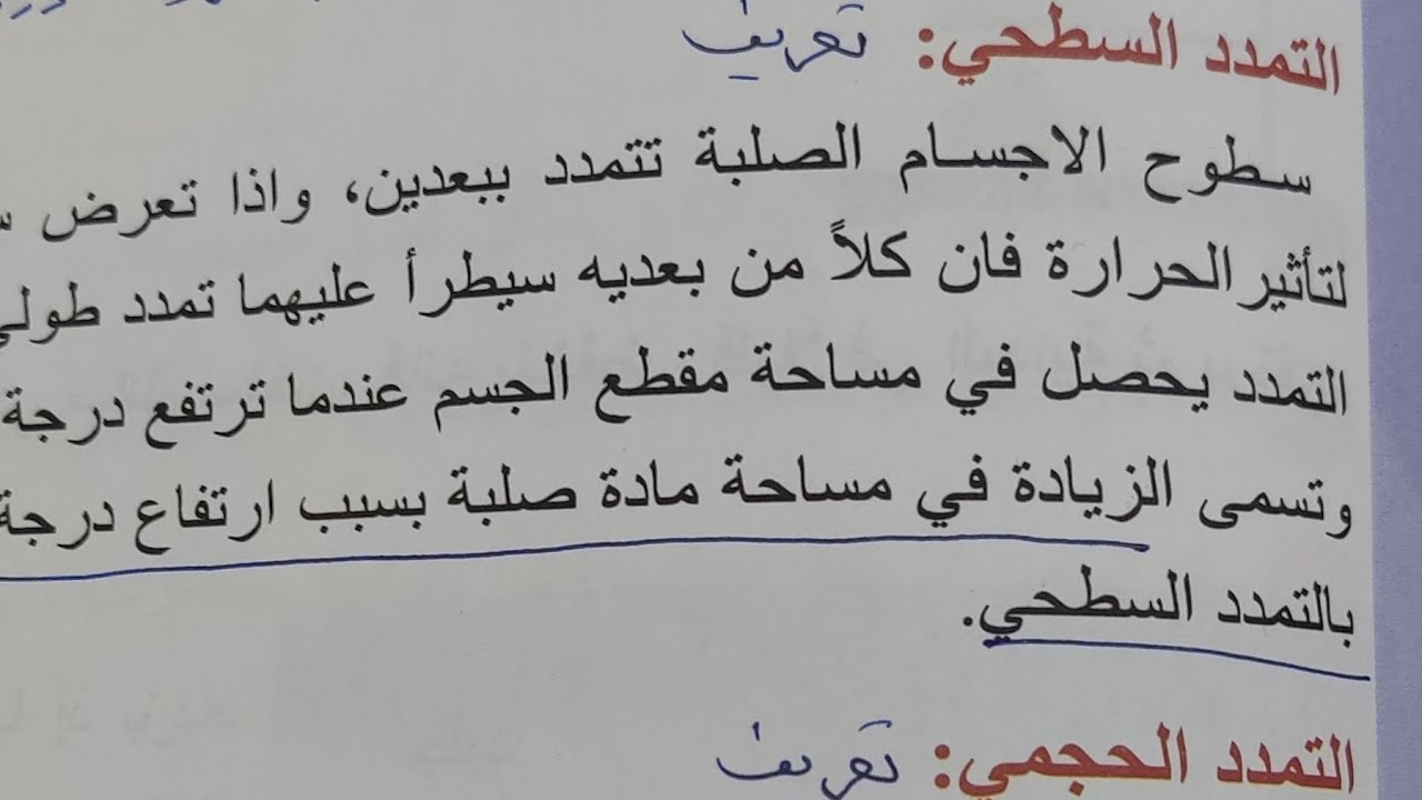 التمدد السطحي والحجمي وتمدد السوائل والغازات وشذوذ الماء صفحة ٧٧و٧٨ فيزياء اول متوسط ٢٠٢٥