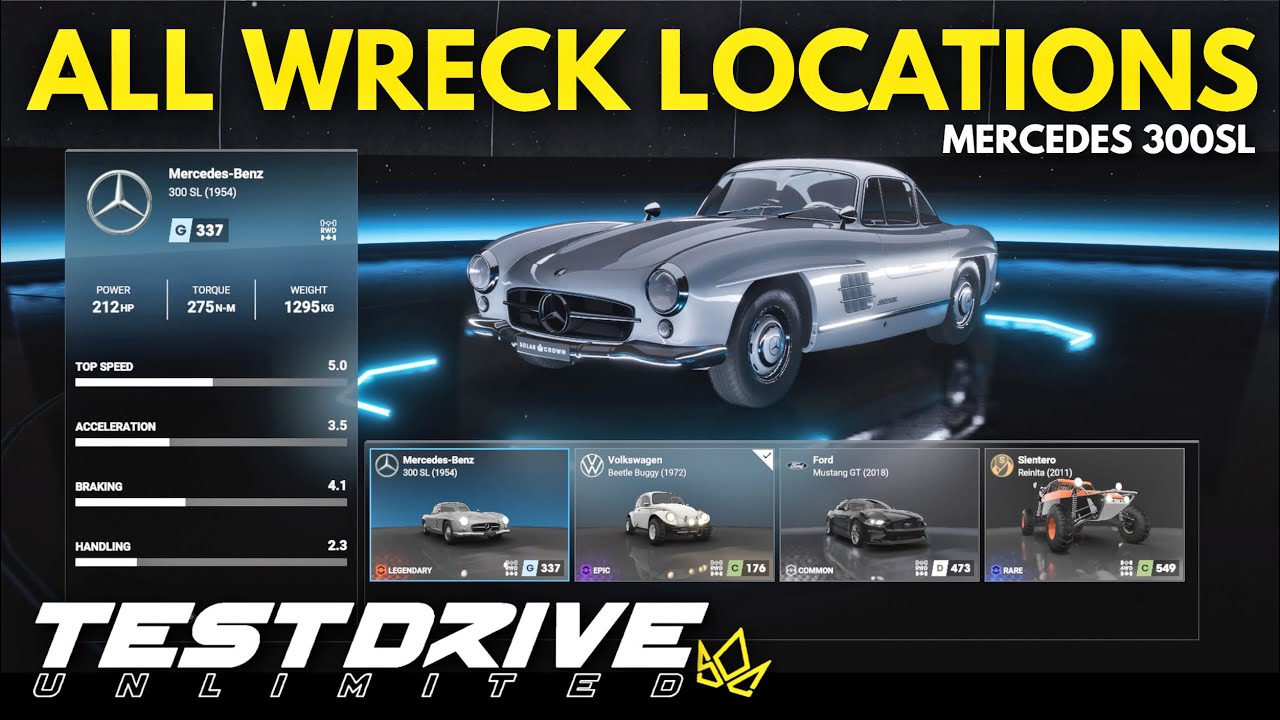 All Mercedes 300 SL Wreck Locations in TDU Solar Crown | Test Drive Unlimited SC | TDU3 Barn Finds