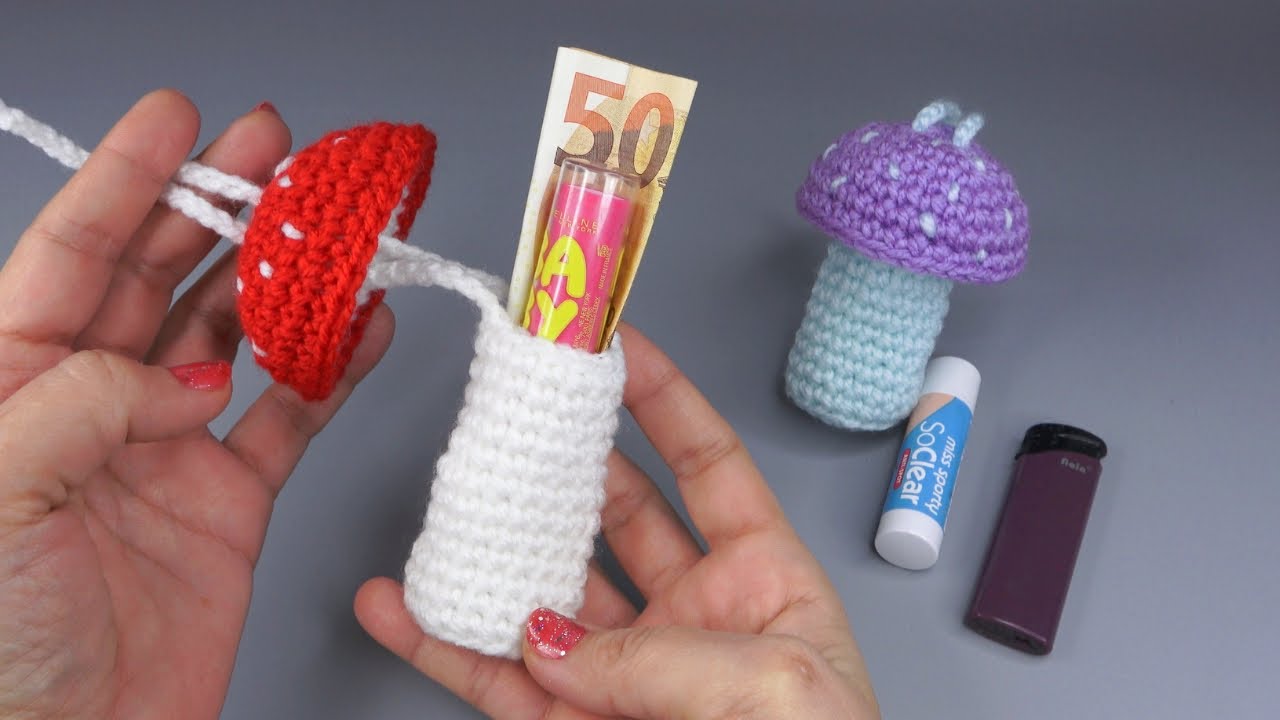 Crochet Mushroom Lip Balm/Lighter Holder Tutorial | Step By Step