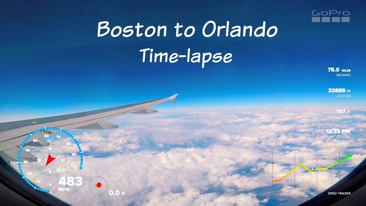 GoPro Hero 5 - Boston to Orlando Flight Telemetry Time-lapse