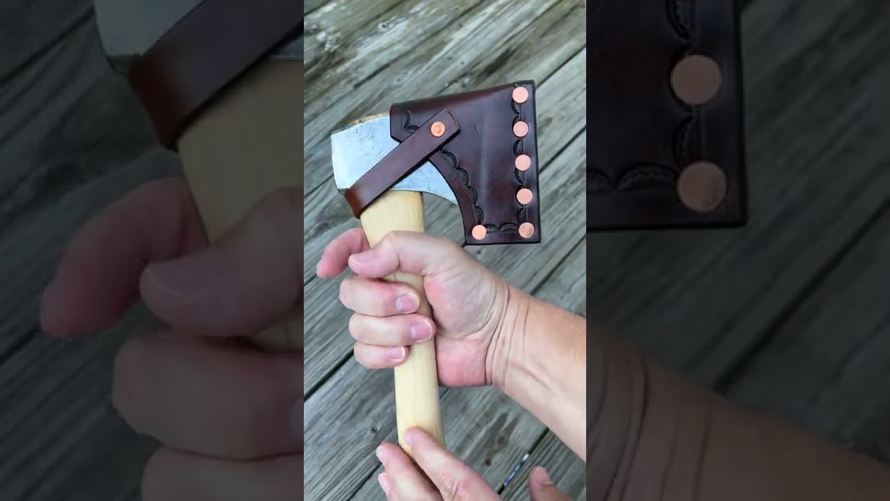 Plumb National Boy Scout Hatchet 1950-1955 with hand made leather sheath #shorts