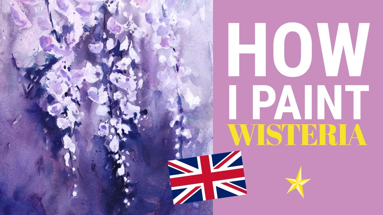 Painting wisteria in watercolor - ENGLISH VERSION