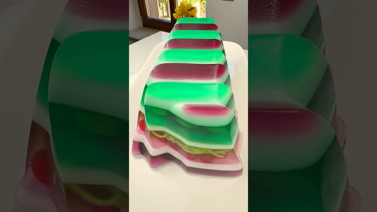 Let&acute;s Make Delicious Summer Fruit Jelly Cake 🍇 #jelly #dessert #satisfying