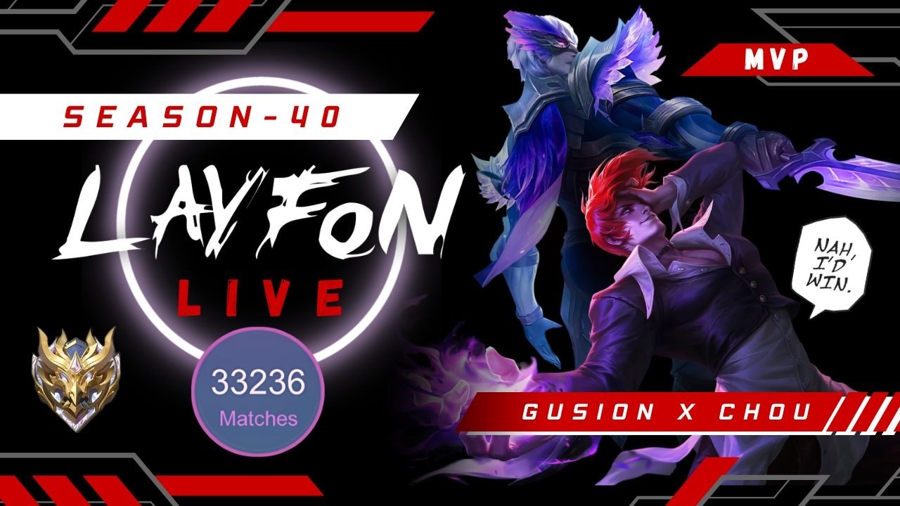 🔴 S40 - DAY 9 - GUSION X CHOU - LAYFON - RANK ONLY #mlbb #shortsfeed #shortslive