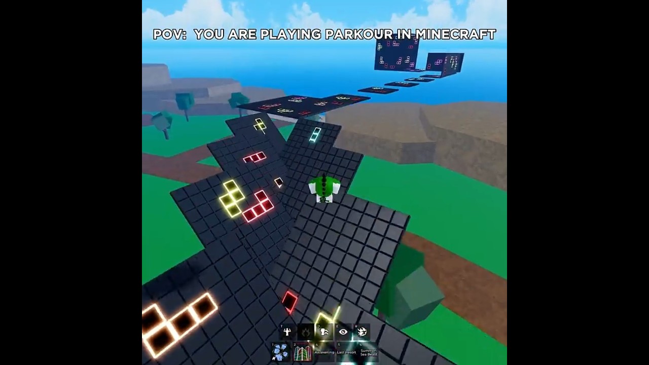 Bạn đang chơi parkour minecraft trong blox fruits.. #roblox #bloxfruits