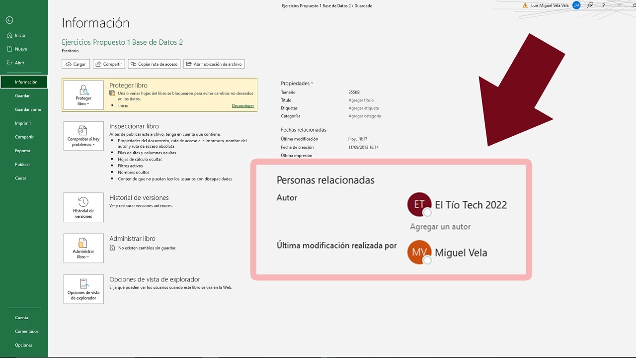 Como cambiar el autor y la &uacute;ltima modificaci&oacute;n en Excel