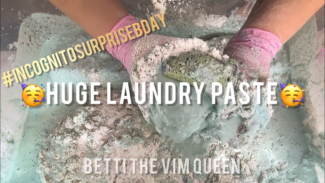 ‼️HUGE WATERY LAUNDRY PASTE‼️Incognito Surprise Bday🥳🎂ASMR Sponge Squeezing💕