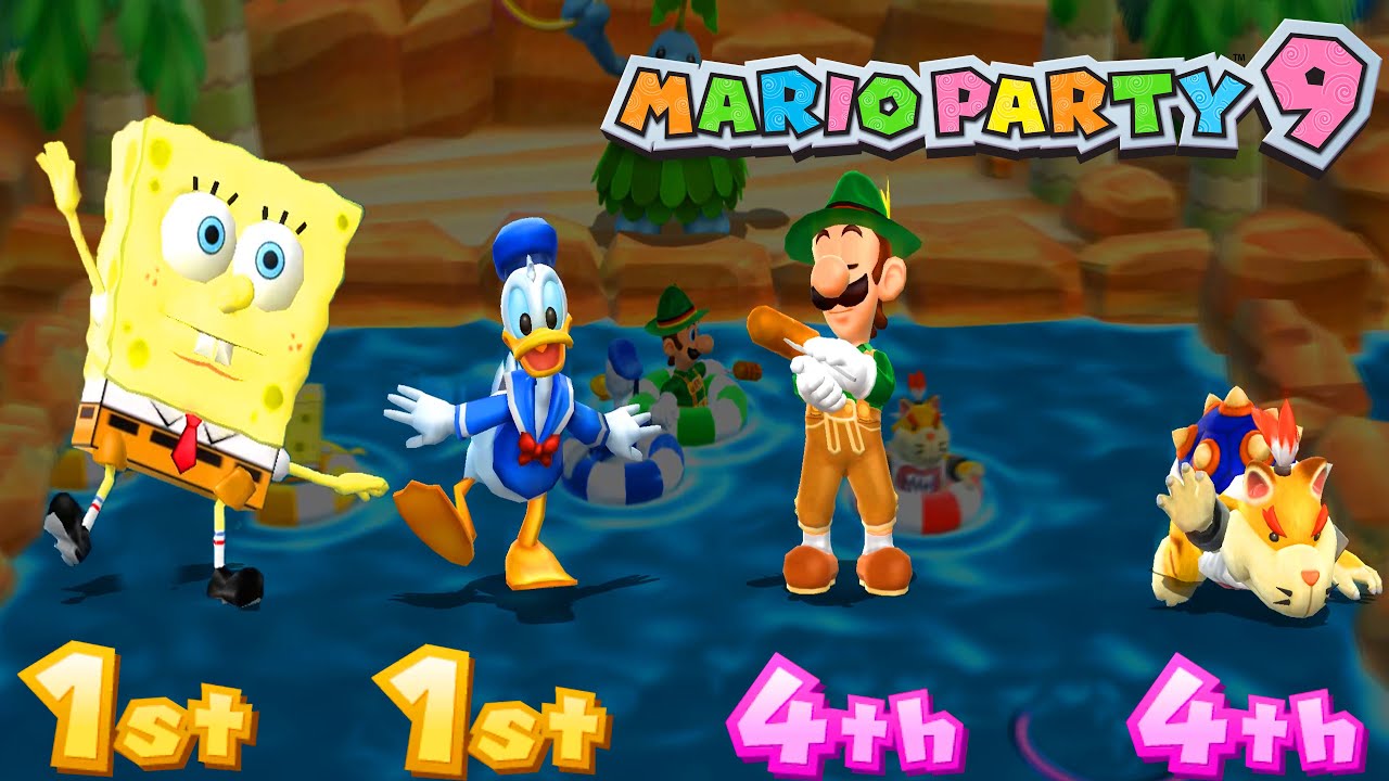 Mario Party 9 Garden Battle - Toad vs Donal Duck vs Luigi vs Bowser Jr (Master Difficulty)#mario