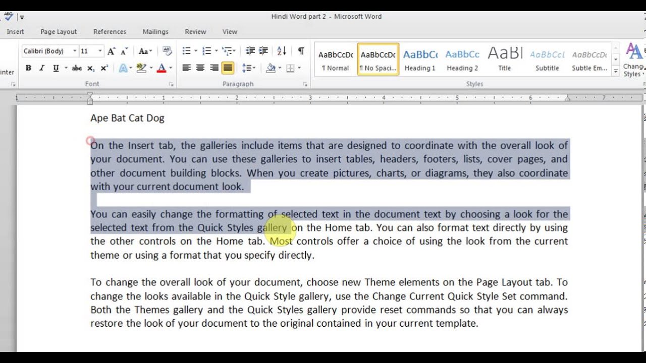 Hindi Microsoft Word pt 2 (Fonts, Alignment, Borders, Bullets, Tab Stop)