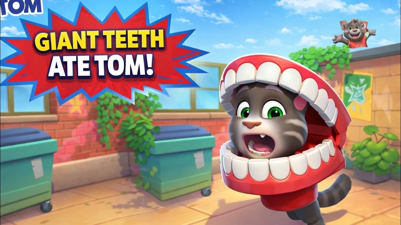 Uh-oh! Giant teeth caught Tom!