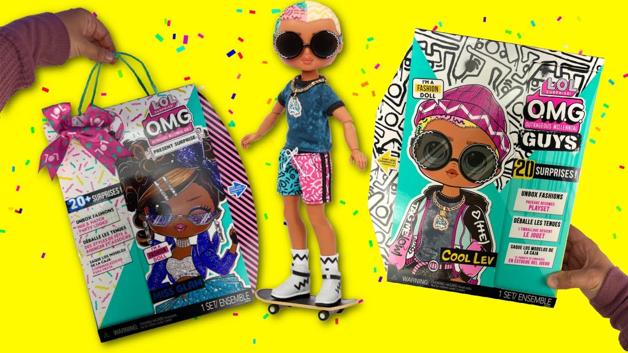 Lol Surprise OMG Guys Cool Lev and OMG Present Surprise Miss Glam Fashion Dolls