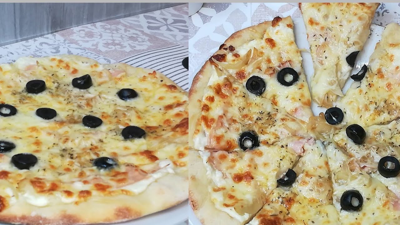 بيتزا بالكرام فراش/pizza crèmière/pizza à la crème fraîche/pizza au jambon/