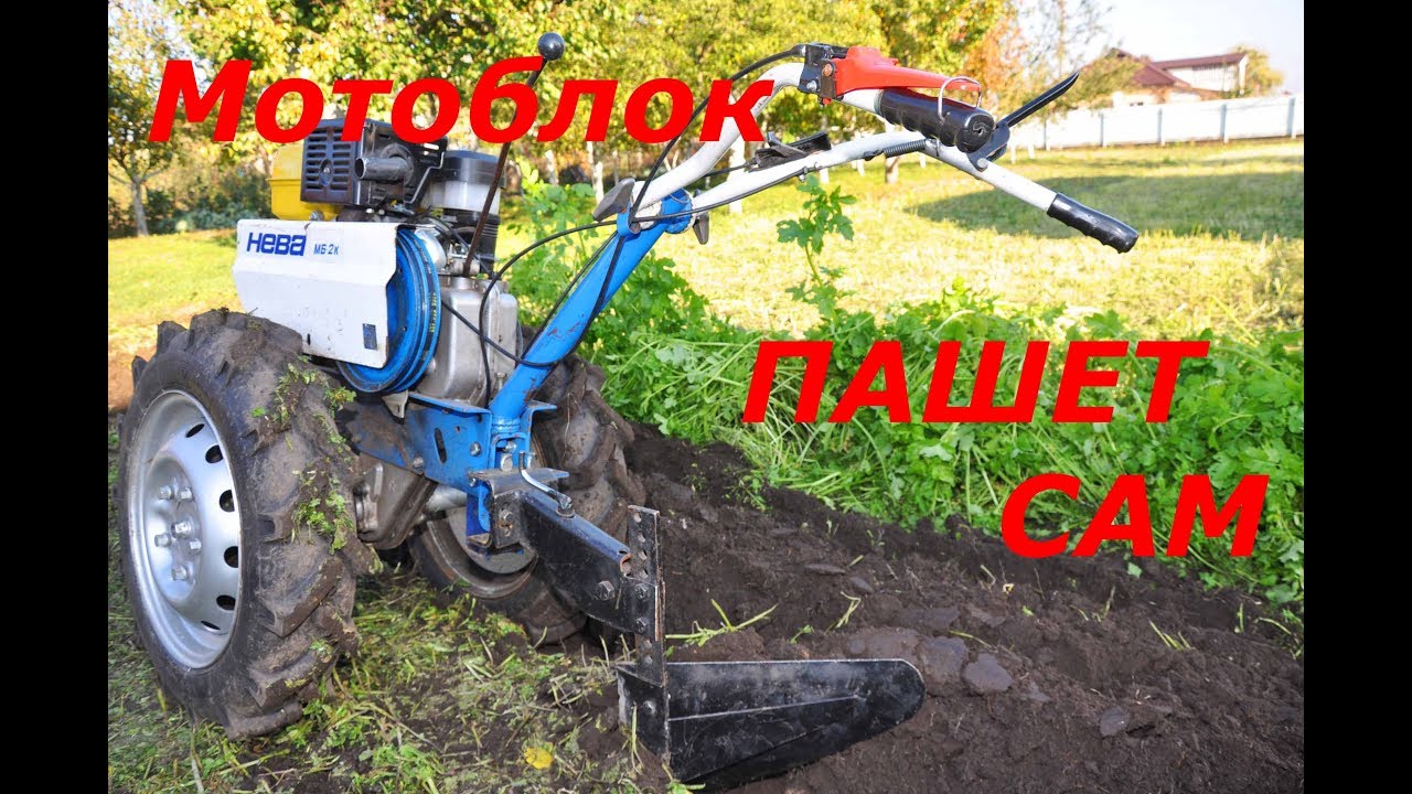 Мотоблок Нева сам пашет  сидераты  ( шины Ф-122 , а диски на 16 от автомобиля Нива )