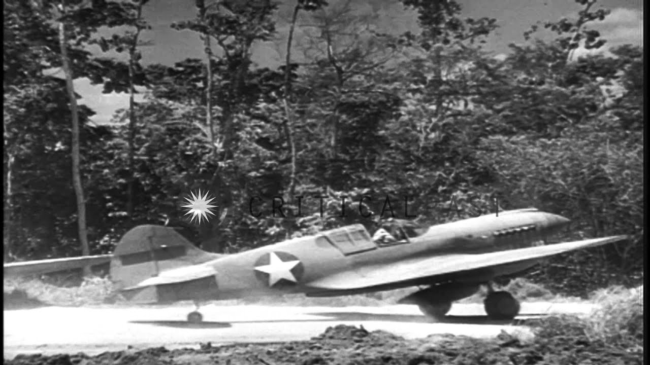 B-25 Mitchell air raid; scenes from an American combat air field in the Pacific...HD Stock Footage