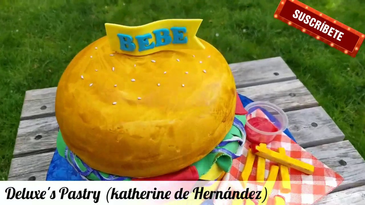 DECORACION DE PASTEL DE HAMBURGUESA