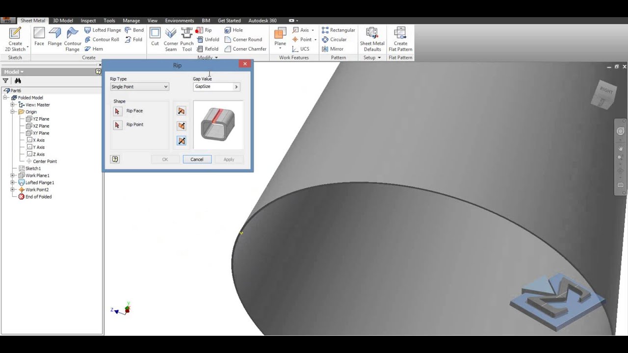 Modelado de cono simple en Sheet Metal con Inventor