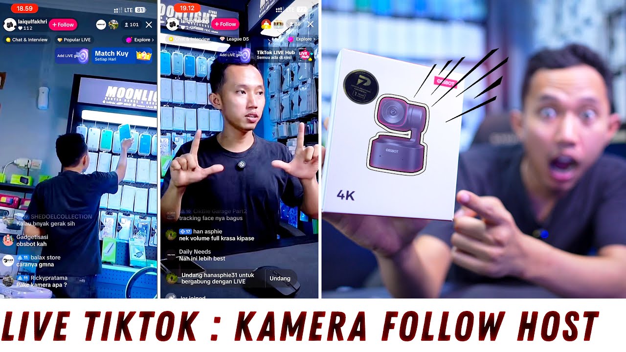 Kamera Mengikuti Kemana Host Pergi - Live Streaming Tiktok Pake Obsbot Tiny 2 Lite