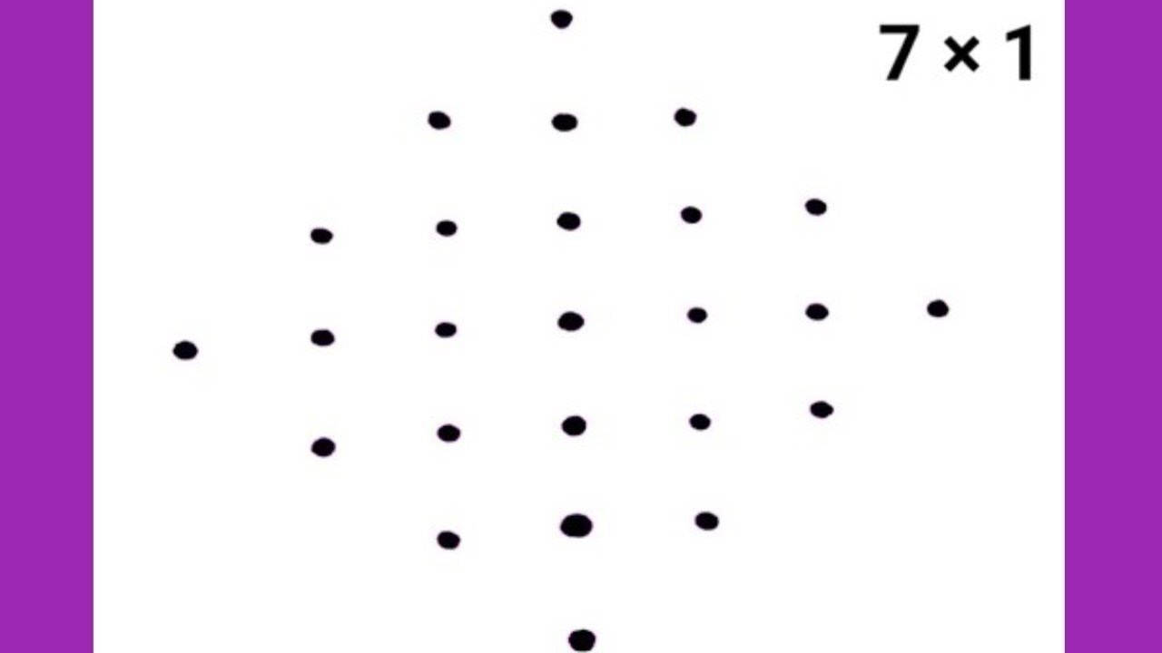 Daily rangoli ll simple muggulu ll beginners kolam designs ll easy rangoli ll 7 dots rangoli 