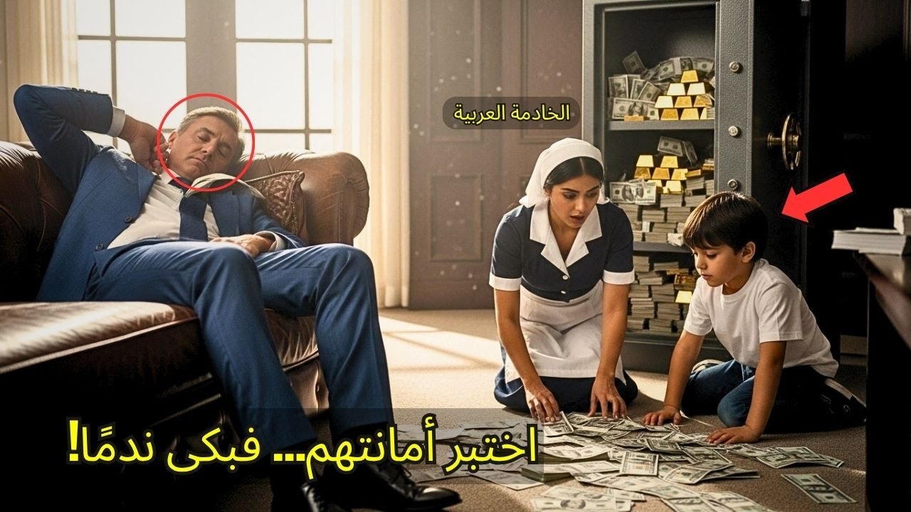 المليونير يتظاهر بالنوم ليختبر الخادمة العربية وابنها… فيتجمد مما يرى!