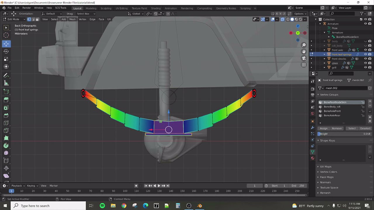 SnowRunner Modding Tutorial Ep 2 - Parenting and Weighting Bones