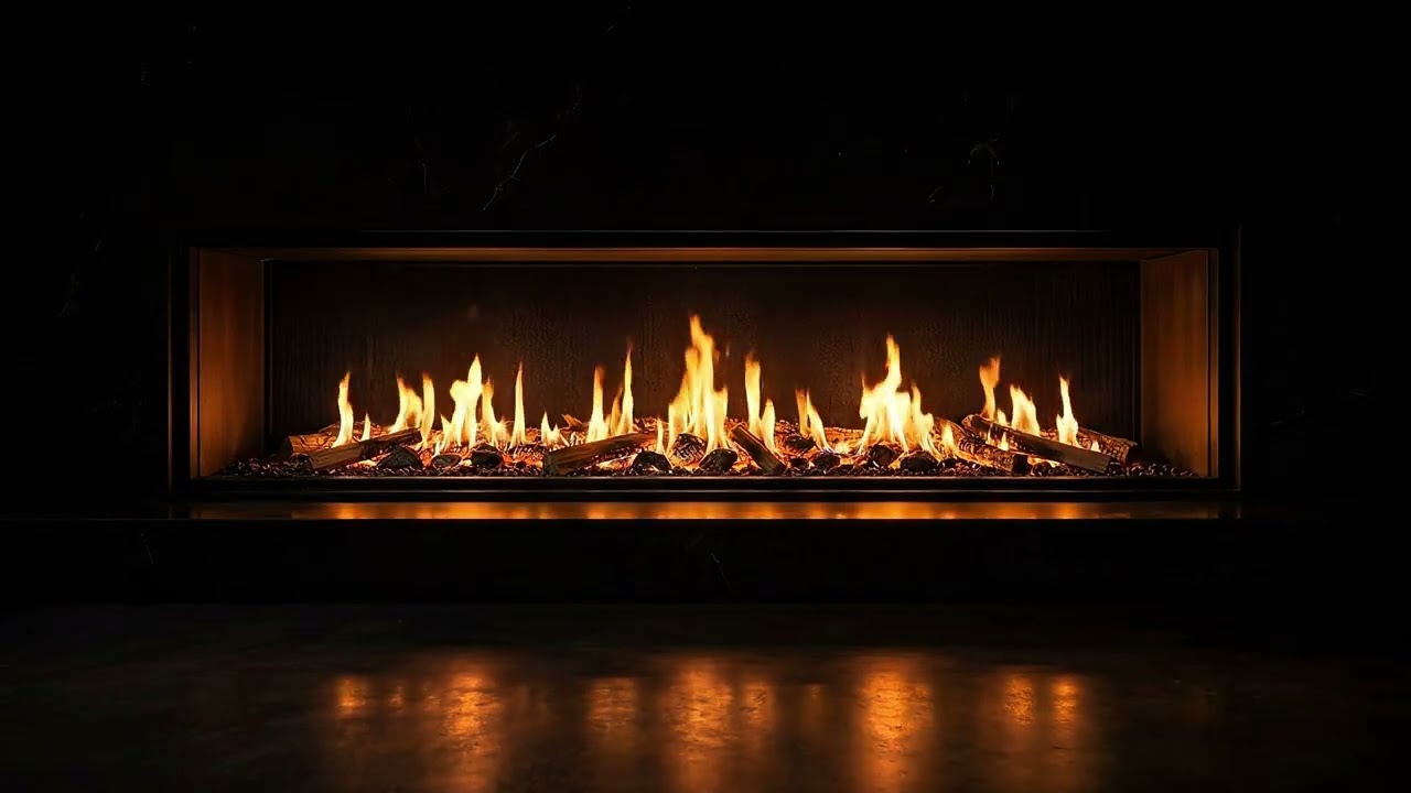 Fireplace Ambience for TV 🔥 Modern Linear Fireplace with Glowing Embers (Relaxing Fire Sounds 4K)