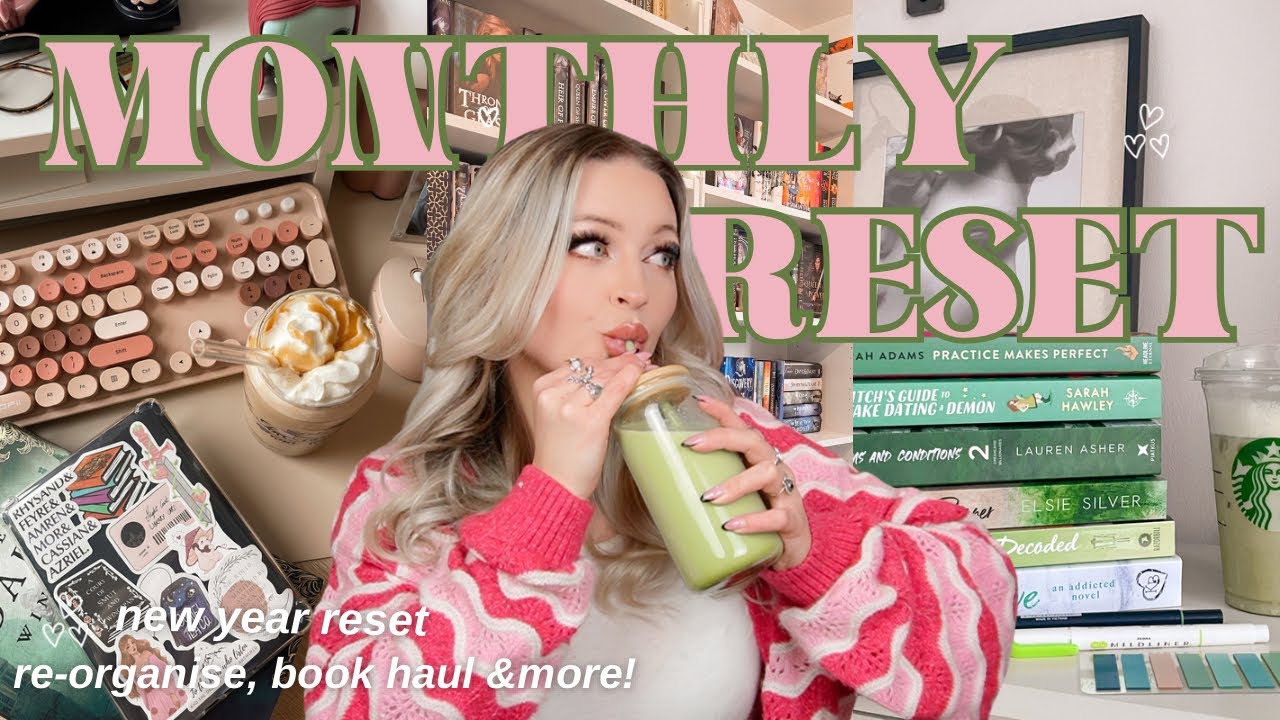 Monthly reset 🍵🏹☁️💓 | tbr jar, office refresh, bookshelf organisation & more!