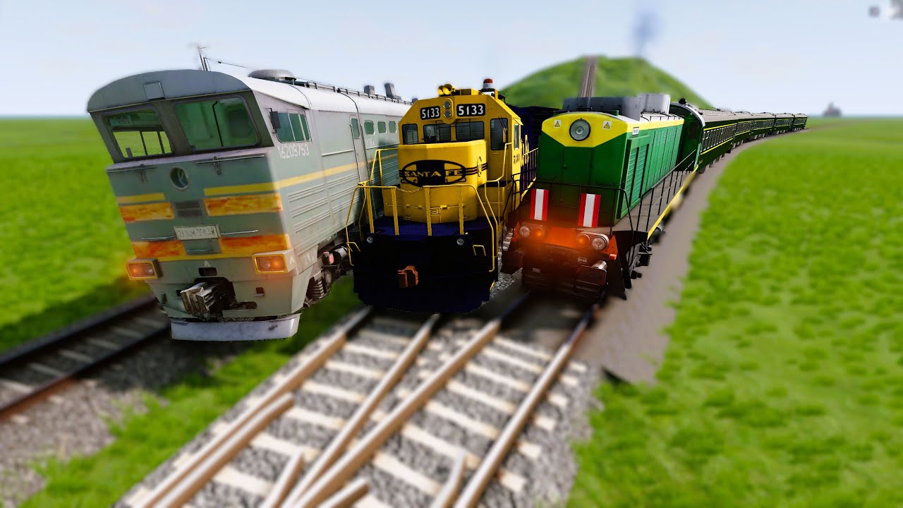 Extreme Train Crashes # 14 ( lots of trains) | @beamng