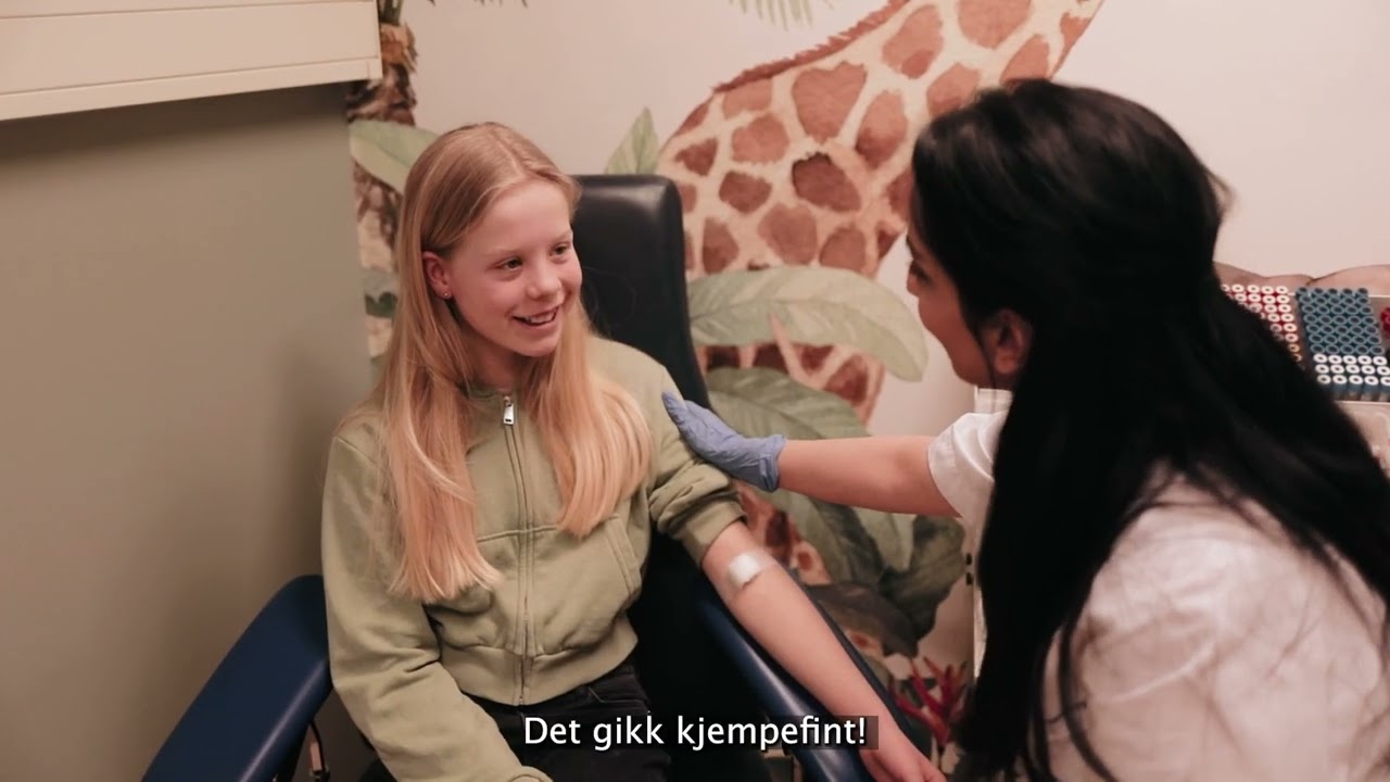 En informasjonsfilm fra OUS til barn som skal ta blodprøver